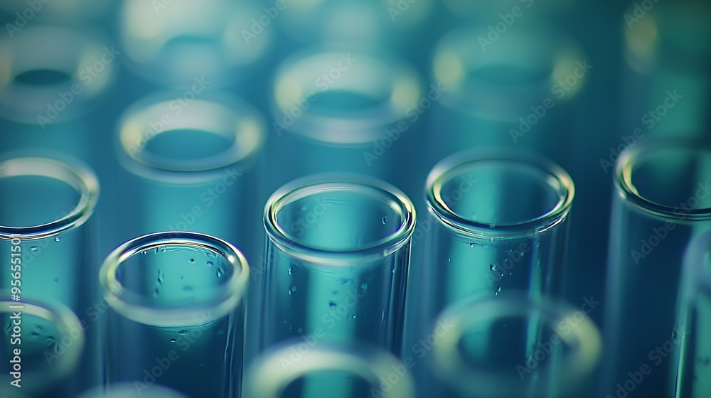 Poster test tubes with chemical solution in the development research laboratory banner with copy space : Generative AI