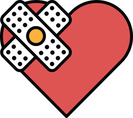 A heart with a bandage on it