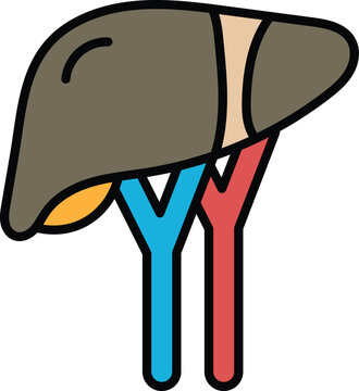 recommend clip art: A cartoon drawing of a liver with red and blue veins