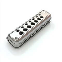 Cute Pastel Silver Harmonica: Whimsical 3D Render