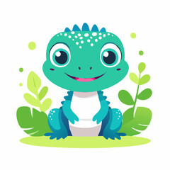 Fototapeta premium Lizard Cute Small Cartoon Baby Animal Character 