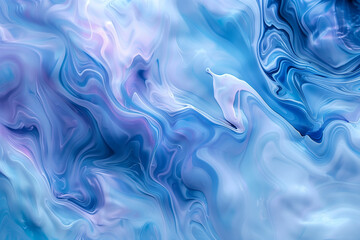Obraz premium Abstract Blue, Purple, and White Swirled Pattern: Fluid Art Design with Marble-Like Texture.
