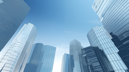 Curved Glass Skyscrapers In A Modern Urban Cityscape