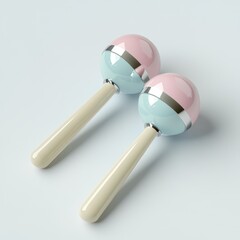 Cute Pastel Silver Maracas 3D Model - Whimsical Minimalist Design 1