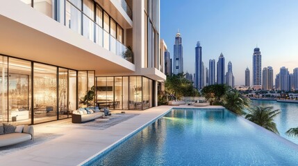 Obraz premium Experience the pinnacle of luxury living with Dubai real estate, where every property is designed to perfection.