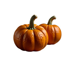 Two pumpkin isolated on a transparent background. Ai generative