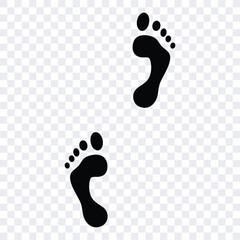 footstep icon, step walk footprint mark vector, shoes human flat black symbol, silhouette stencil for cutting or print. 