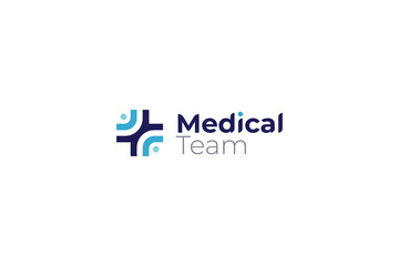 Medical team working modern health care logo