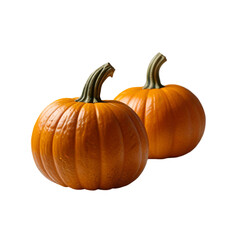 Two pumpkin isolated on a transparent background. Ai generative