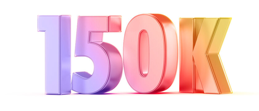 150k Followers Gradient Number 3D Render