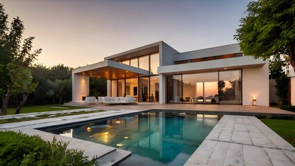 Fototapeta premium Beautiful villa with modern swimming pool