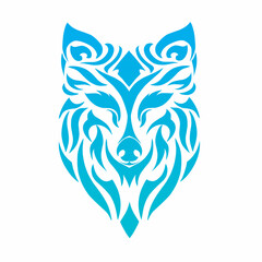 illustration vector graphics of tribal art design ice wolf head
