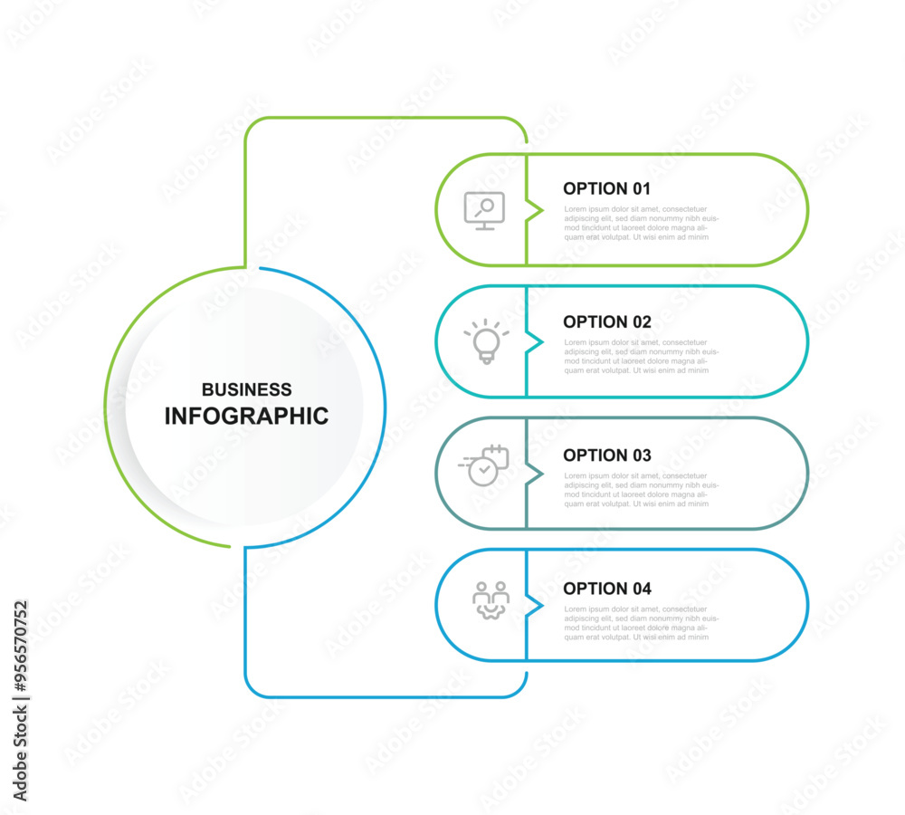 Aufkleber Design template infographic vector element with diagram concept and 4 step line connected suitable for business information and web presentation
