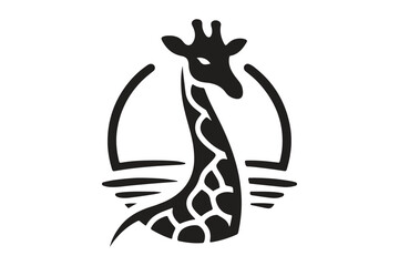 Black Silhouette of Giraffe Minimalist Vector Design