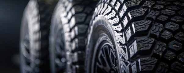 Close-up of a textured tire tread