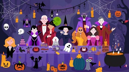 crowd of people dancing in the nightclub holloween party