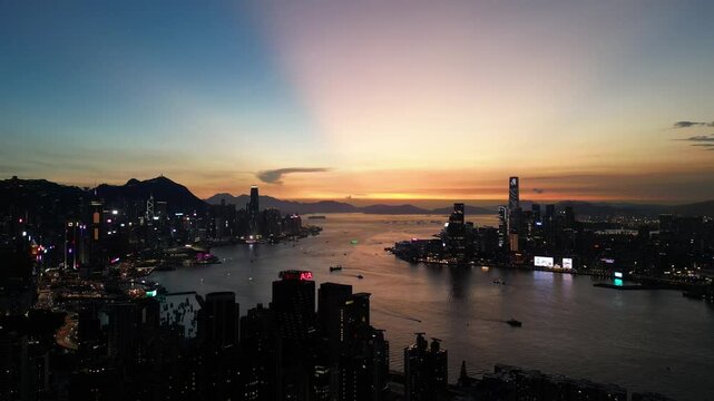 North Point ,Hong Kong island panorama with Victoria harbor.