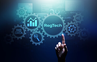 RegTech Regulation Compliance financial control modern internet technology concept on virtual screen.
