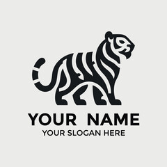 minimal tiger logo design vector, creative minimal tiger animal head logo design vector
