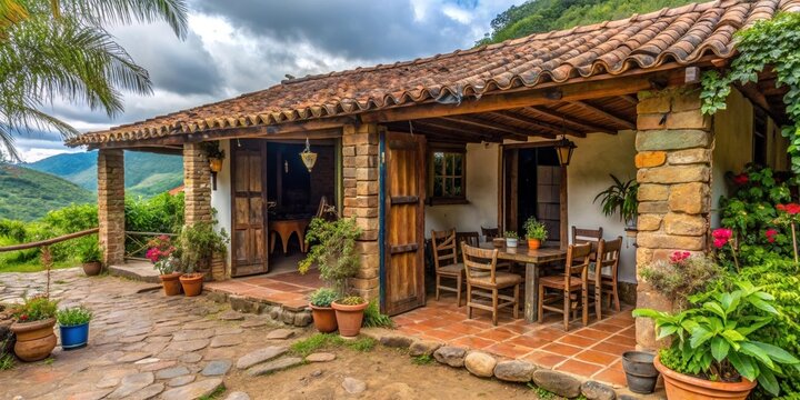 Rustic entrance to a country restaurant on the Lengerke trail in Santander, Colombia, restaurant, entrance, country