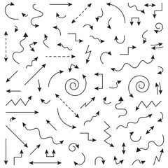 set of arrows of different shapes isolated on white background