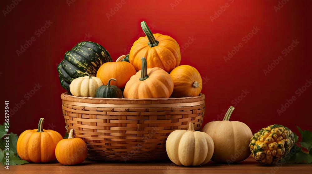 Sticker pumpkins in a basket