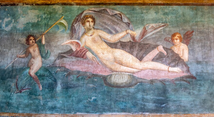 Roman fresco, Venus in the Shell in Pompeii 79 AD