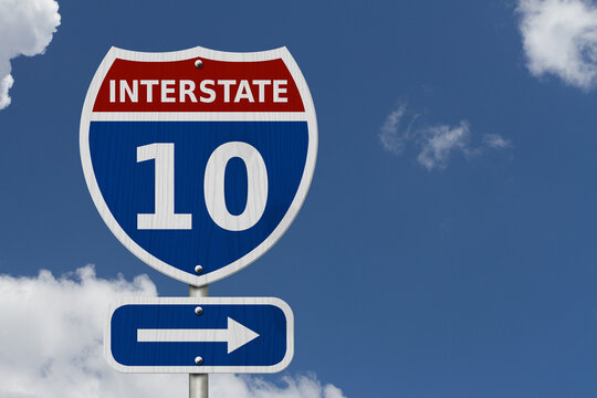 USA Interstate 10 highway sign