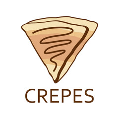 Crepes logo design emblem vector illustration template delicious sweet chocolate