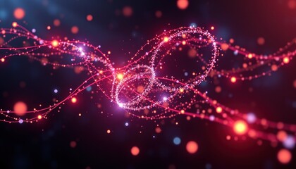 Cosmic Dance of Light: A mesmerizing swirl of radiant particles illuminates the depths of space, forming ethereal loops and trails of vibrant energy.  