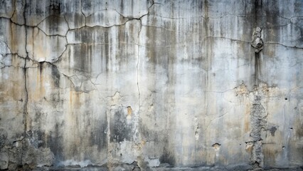 Obraz premium Weathered concrete wall with intricate grey texture, featuring subtle cracks, organic patterns, and varying shades of grey, evoking an urban, industrial atmosphere.