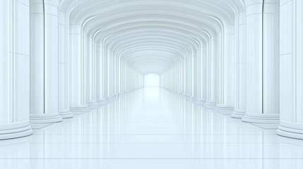 Fototapeta premium 3d rendering of white abstract sci-fi tunnel, Futuristic spaceship corridor