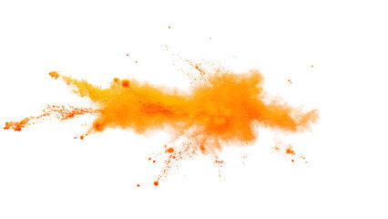 Bright Orange Paint Color Powder Festival Explosion Burst Isolated on White Background