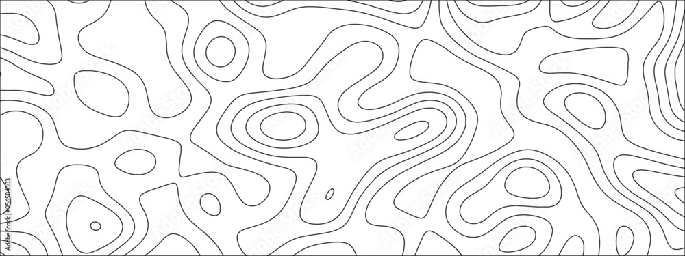 Poster abstract topographic contour line art pattern background – seamless black and white design for mappi