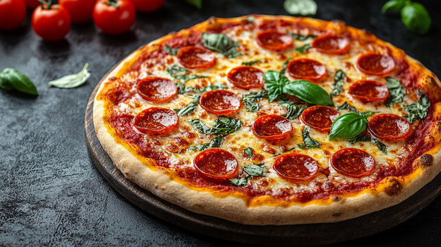 Pepperoni pizza close up