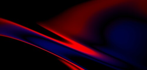 Dark blue digital abstract background with ultraviolet neon glow, blurry light lines, waves
