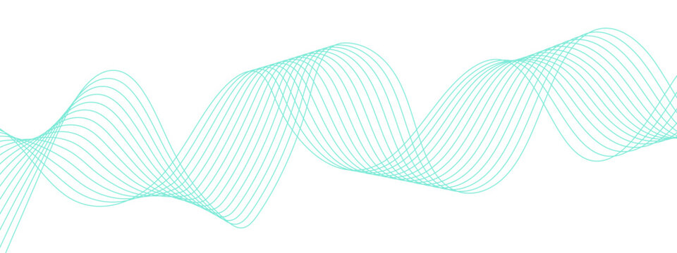 Minimalist Abstract Wavy Line Design – Dynamic Fluid Background with Teal Gradient for Modern Art, Technology, and Motion Graphics. Science frequency gradient lines with blue