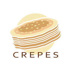 Crepes logo icon illustration template in circle