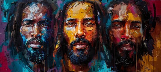 Obraz premium Jesus painted in abstract colors each representing a different ethnicity's essence