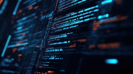 Fototapeta premium Digital Code Interface - Blue and Orange