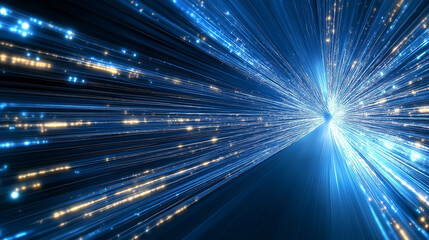 Obraz premium Abstract flight in retro neon hyper warp space in the tunnel