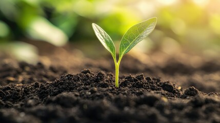 Fototapeta premium A seedling icon emerging from the soil, symbolizing new beginnings in agriculture.