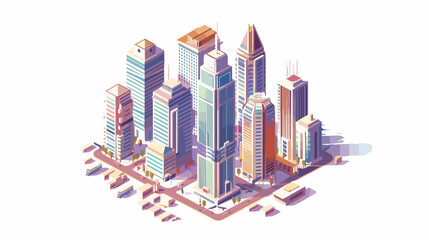 City Building Isometric Icon Futuristic Architecture