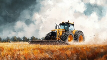 Obraz premium A tractor plowing a field, representing the hard work and dedication of farming.