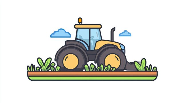 recommend clip art: A tractor plowing a field icon, symbolizing modern farming practices.