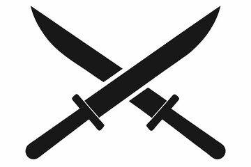 
Two knives crossed vector, Crossed swords icon, knife silhouette
