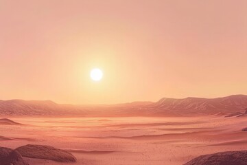 Fototapeta premium Sun Setting Over a Desert Landscape