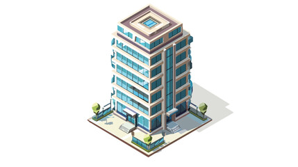 City Building Isometric Icon Urban Municipal Design