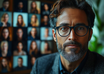 Obraz premium A team meeting where Each person appears on the screen represents a diversity of cultures, genders, ages and physiques