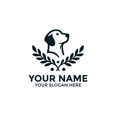 A creative dog minimal elegant logo design vector silhouette, symbol design for business